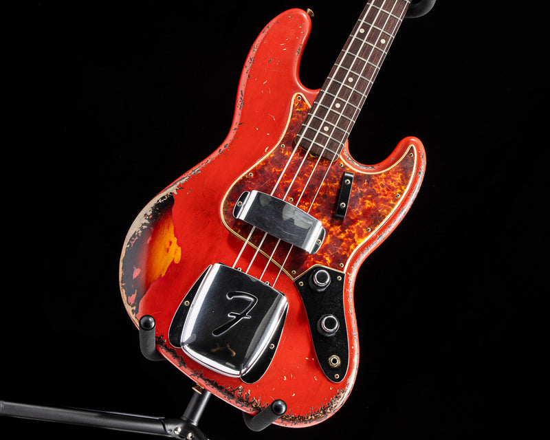 Fender Custom Shop '61 Jazz Bass Aged Fiesta Red over 3-Tone Sunburst