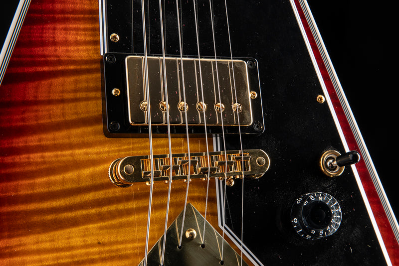 Gibson Custom M2M Flying V Custom Figured Factory Burst