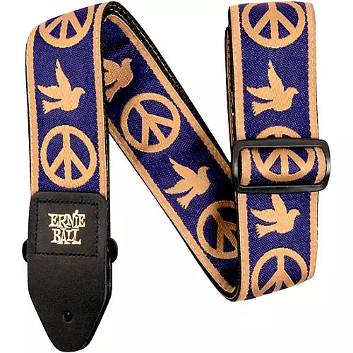 Ernie Ball P04699 Jacquard Polypro Guitar Strap Peace Love Dove Beige/Navy Blue