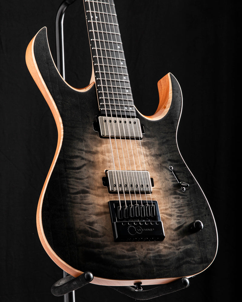 Mayones Duvell Elite 4Ever 7 Trans Natural Fade Black Burst Out Gloss