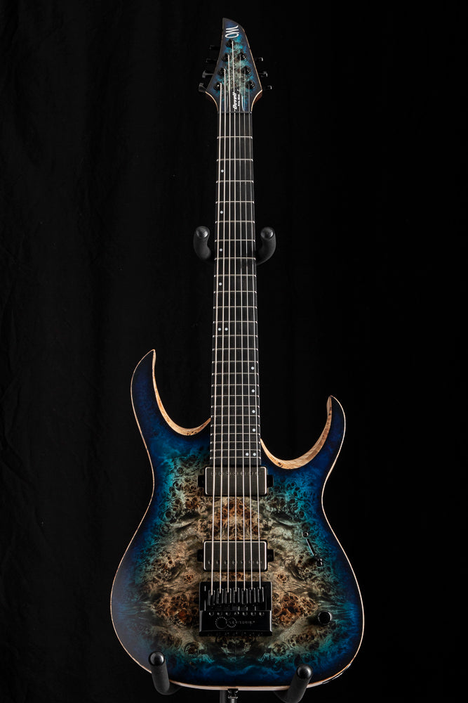 Mayones Duvell Elite 4Ever 7 B26.5 Trans Jeans Black 3Tone Blue Burst Satin
