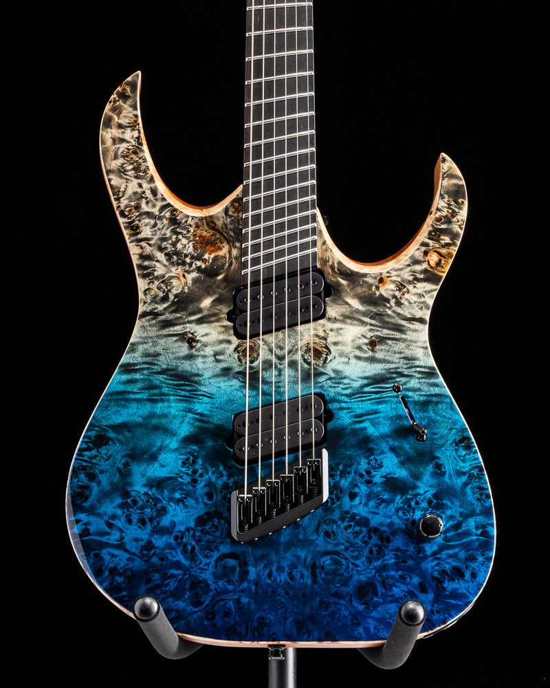 ギター Mayones Duvell 6 - Trans Jeans Blue Mayones Duvell Elite 6 VF Trans Jeans Black Horizon Blue Gloss