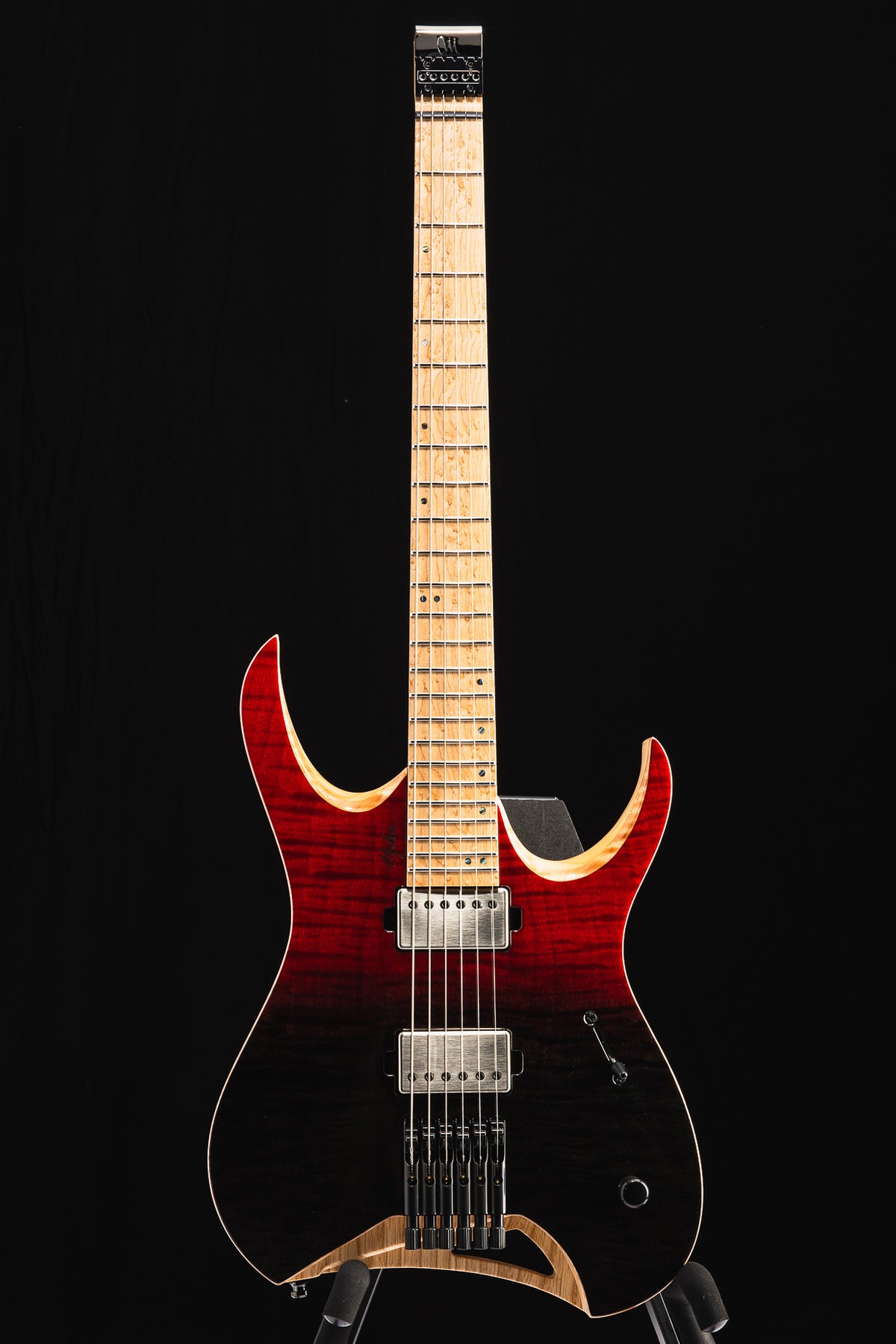 Mayones Hydra Elite 6 Headless Black to Red Horizon - Brian's Guitars