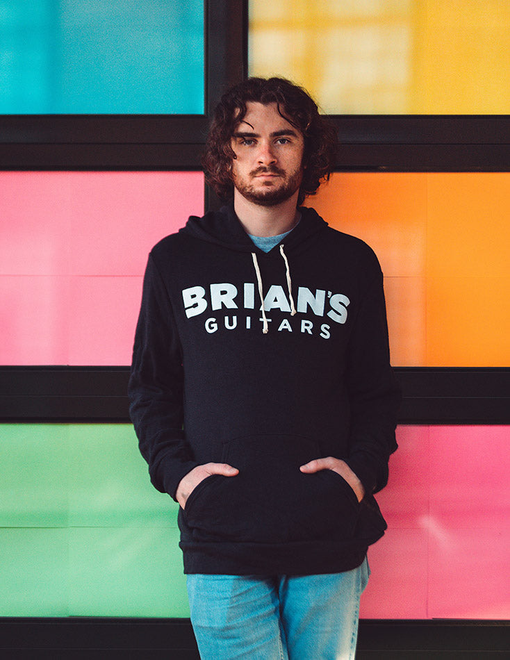 Black Brian's Guitars Hoodie | Eco-Fleece Hooded Sweatshirt