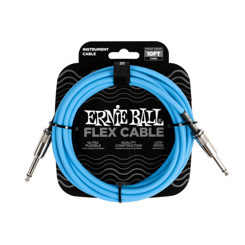 Ernie Ball P06412 10’ Flex Instrument Cable Straight/Straight Blue