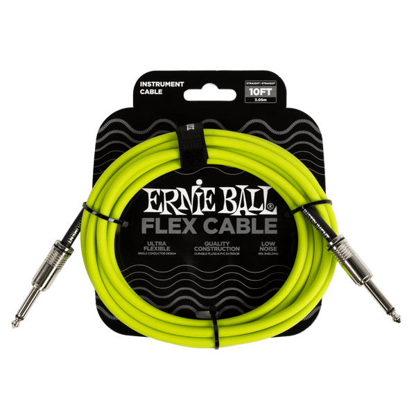 Ernie Ball P06414 10’ Flex Instrument Cable Straight/Straight Green