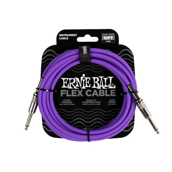 Ernie Ball P06415 10’ Flex Instrument Cable Straight/Straight Purple