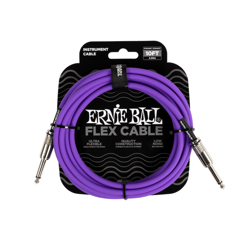 Ernie Ball P06415 10’ Flex Instrument Cable Straight/Straight Purple