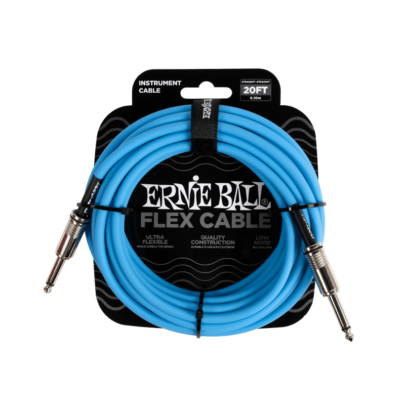 Ernie Ball P06417 20’ Flex Instrument Cable Straight/Straight Blue