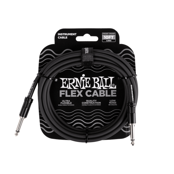 Ernie Ball P06434 10’ Flex Instrument Cable Straight/Straight Black