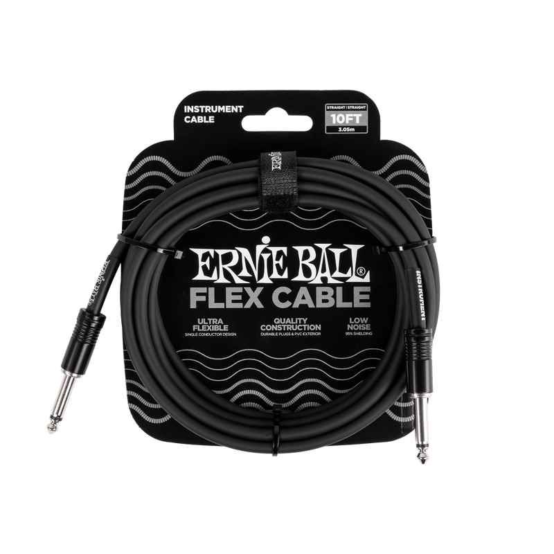 Ernie Ball P06434 10’ Flex Instrument Cable Straight/Straight Black