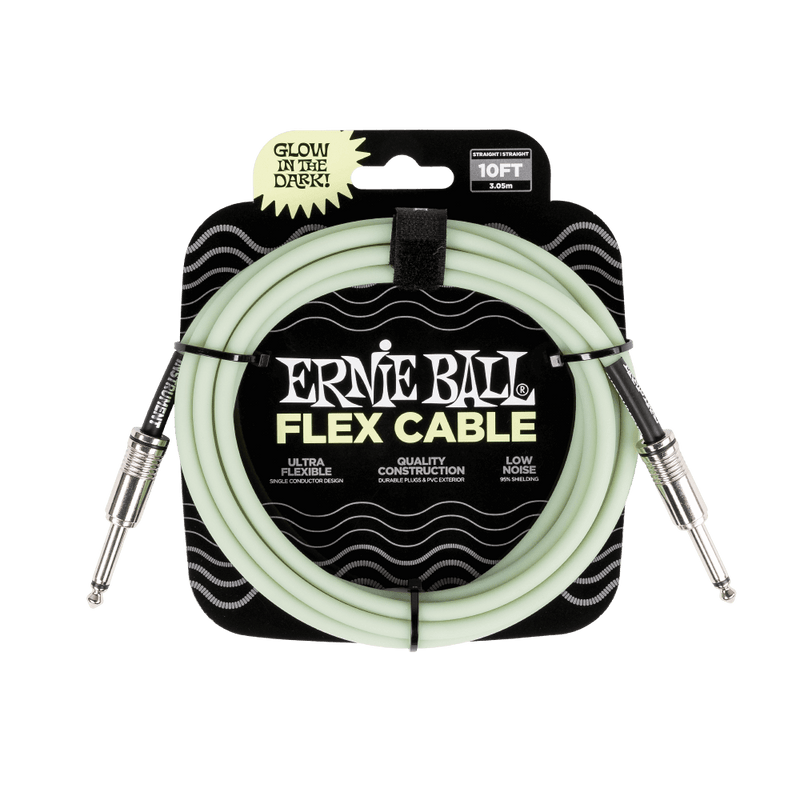 Ernie Ball P06436 10’ Flex Instrument Cable Straight/Straight Glow in the Dark