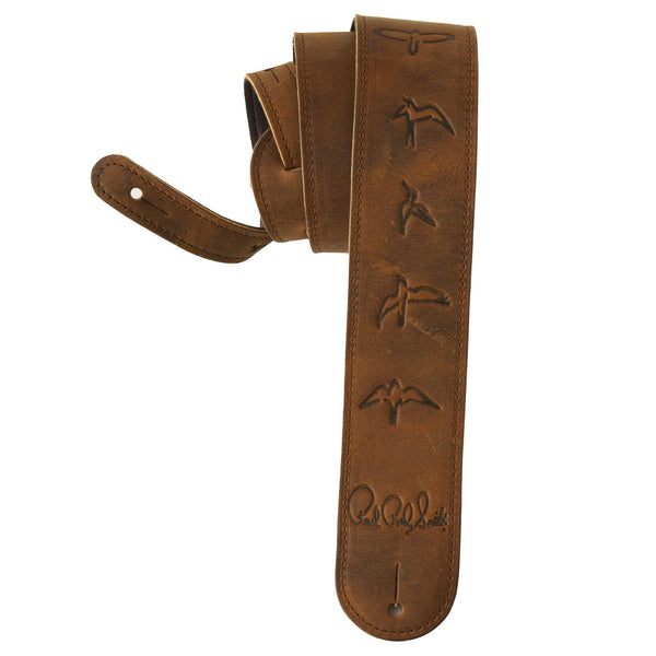 PRS Embossed Leather Birds Strap Distressed Brown