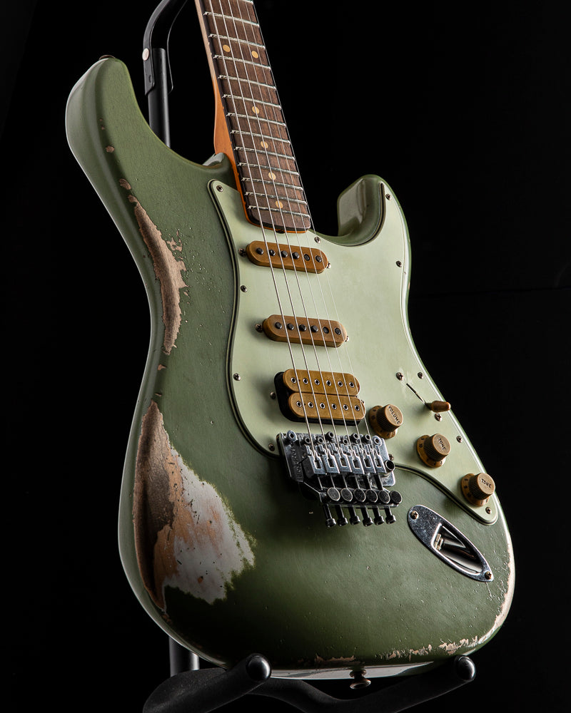 Used Fender Custom Shop Alley Cat Strat Heavy Relic Floyd Rose Drab Green