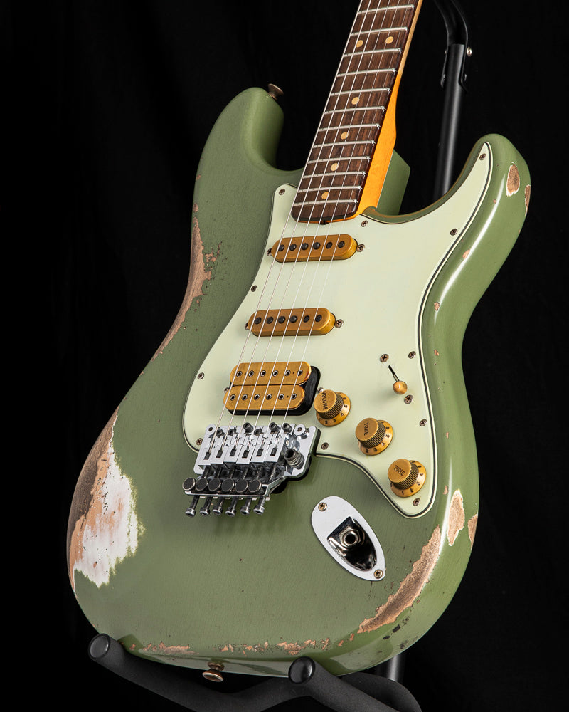 Used Fender Custom Shop Alley Cat Strat Heavy Relic Floyd Rose Drab Green