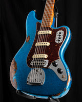 Used Fender Custom Shop Bass VI Ash Heavy Relic Blue Sparkle over 2-Color Sunburst