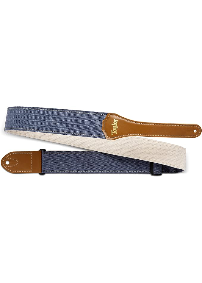 Taylor Vegan Guitar Strap Herringbone Hemp Cotton Blue