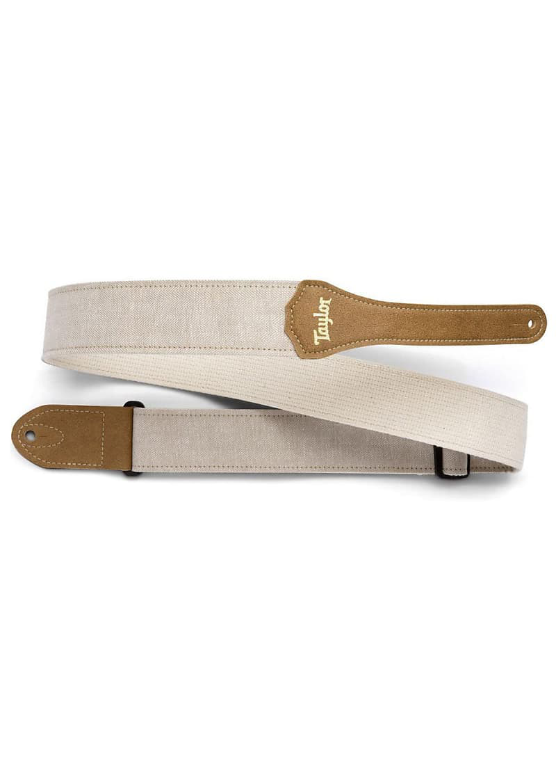 Taylor Vegan Guitar Strap Herringbone Hemp Cotton White