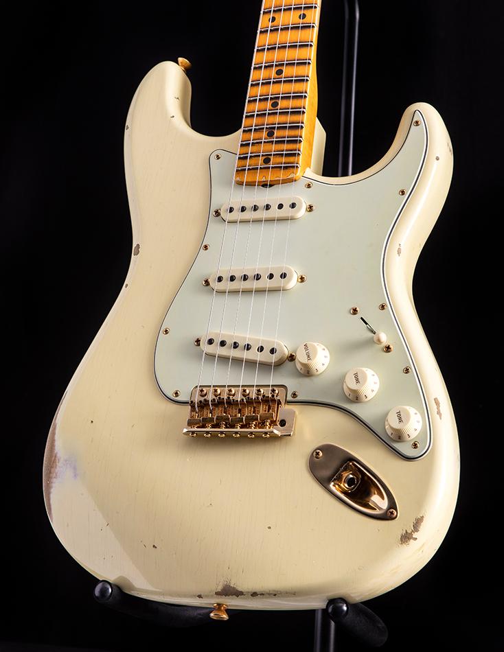 Used Fender Custom Shop 1962 Relic Bone Tone Stratocaster Aged Vintage White Limited