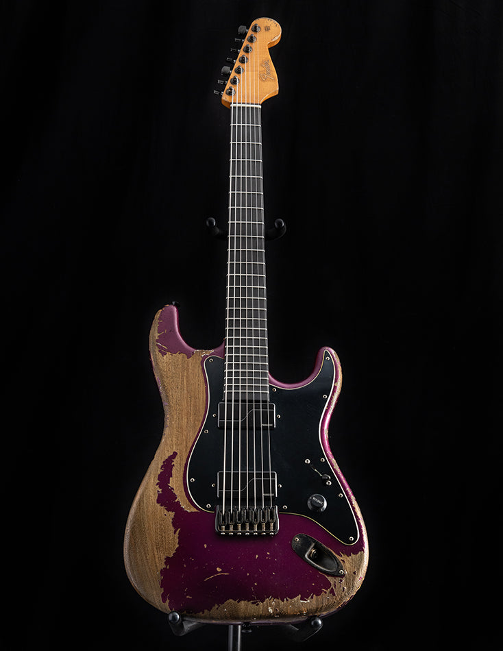 Fender Custom Shop 7 String Stratocaster Heavy Relic Metallic Purple Masterbuilt by Carlos Lopez