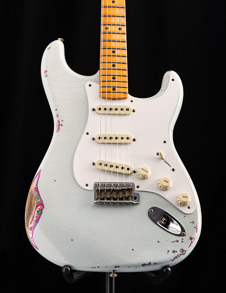 Used Fender Custom Shop 1957 Heavy Relic Stratocaster Sonic Blue Over Pink Paisley