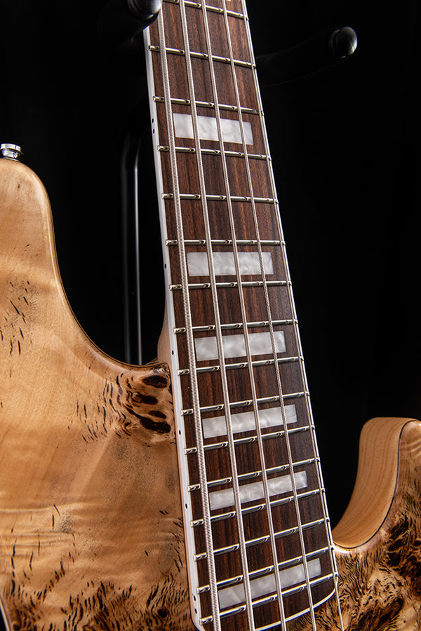 ベース MAYONES Jabba custom5 Mayones Jabba Custom EP 5 Bass Transparent Natural Fade Blue