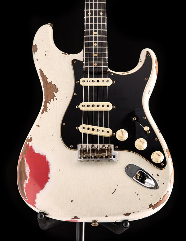 Fender Custom Shop Dual Mag II Stratocaster Relic Aged Olympic White Over Fiesta Red LTD