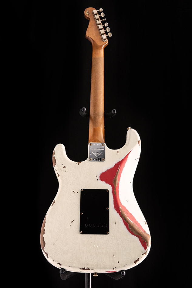 Fender Custom Shop Dual Mag II Stratocaster Relic Aged Olympic White Over Fiesta Red LTD