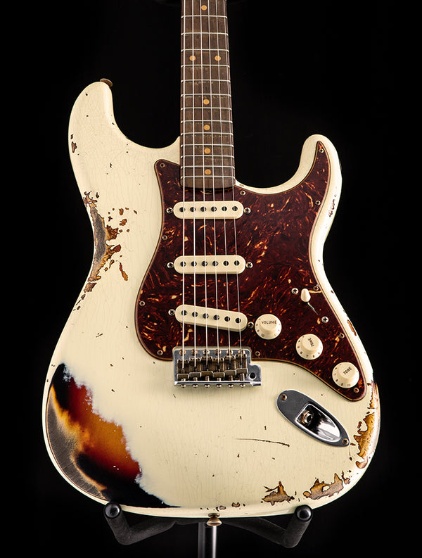 Fender Custom Shop 1961 Heavy Relic Stratocaster Limited Aged Vintage White Over 3 Tone Sunburst