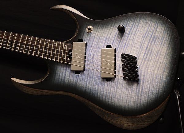 Used Ibanez RGDIM6FM Iron Label Series Multi-Scale Electric Guitar Cerulean Blue Burst Flat-Brian's Guitars