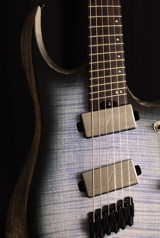 Used Ibanez RGDIM6FM Iron Label Series Multi-Scale Electric Guitar Cerulean Blue Burst Flat-Brian's Guitars