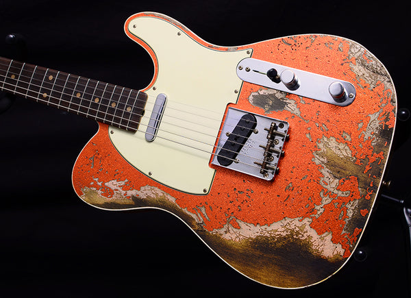 Used Fender Custom Shop 1960 Telecaster Custom Super Heavy Relic Candy Tangerine Sparkle-Brian's Guitars