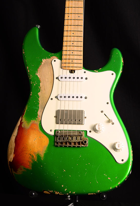 Used Friedman Vintage S Aged HSS Candy Green Over 3 Tone Sunburst-Brian's Guitars