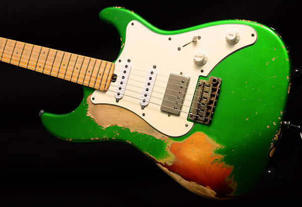 Used Friedman Vintage S Aged HSS Candy Green Over 3 Tone Sunburst-Brian's Guitars