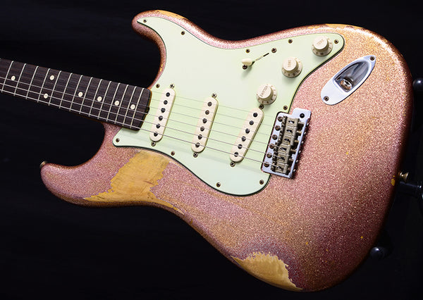 Used Fender Custom Shop 2014 NAMM Limited '60 Stratocaster Heavy Relic Champagne Sparkle-Brian's Guitars