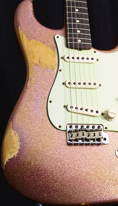 Used Fender Custom Shop 2014 NAMM Limited '60 Stratocaster Heavy Relic Champagne Sparkle-Brian's Guitars