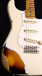 Fender Custom Shop 1959 Stratocaster Journeyman Relic NAMM 2019 Limited Olympic White Over Chocolate 3 Tone Sunburst-Brian's Guitars