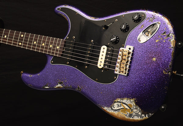 Fender Custom Shop 1959 Stratocaster HSS Heavy Relic Purple Sparkle Over Black Paisley-Brian's Guitars