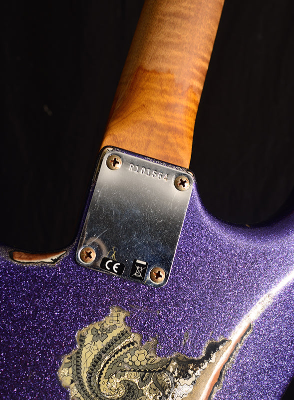 Used Fender Custom Shop 1959 Stratocaster HSS Heavy Relic Purple Sparkle Over Black Paisley-Electric Guitars-Brian's Guitars