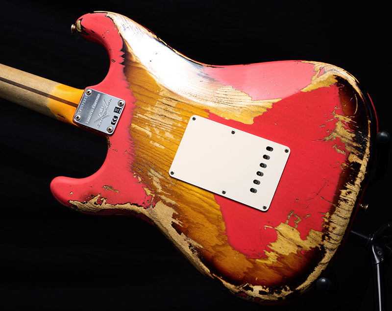 Used Fender Custom Shop '57 Heavy Relic Stratocaster NAMM LTD Fiesta Red Over Two Tone-Brian's Guitars