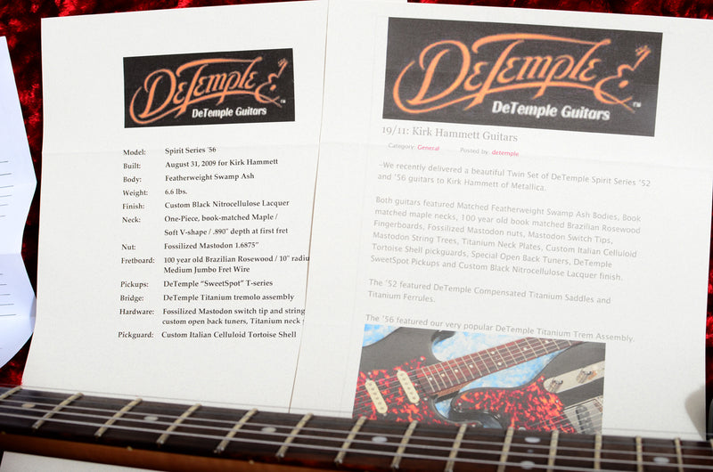 DeTemple Spirit Series '56 Built For Kirk Hammett-Brian's Guitars