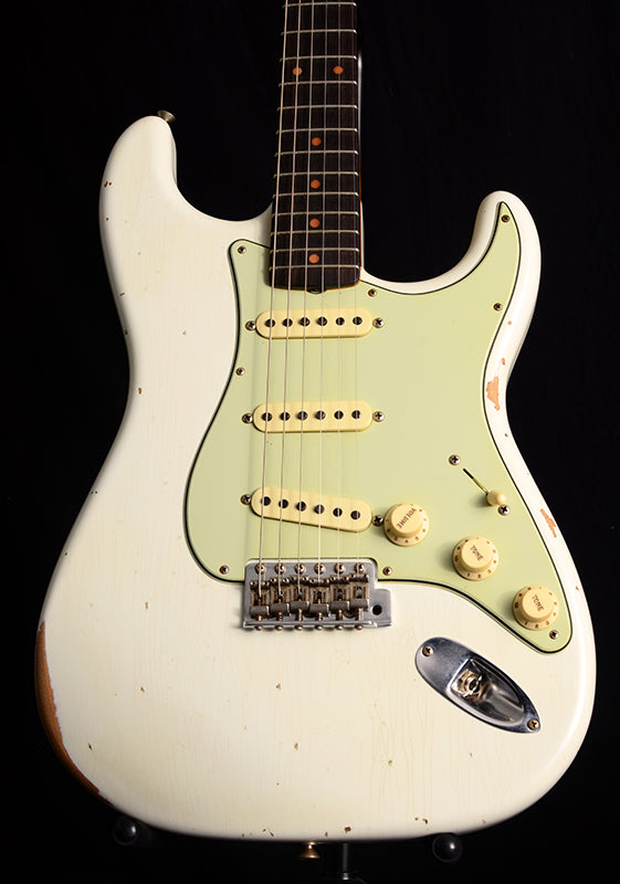 Used Fender Custom Shop 1960 Relic Stratocaster Aged Olympic White-Brian's Guitars