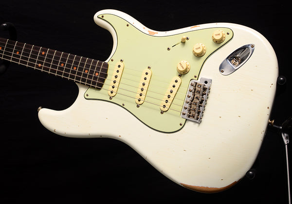 Used Fender Custom Shop 1960 Relic Stratocaster Aged Olympic White-Brian's Guitars