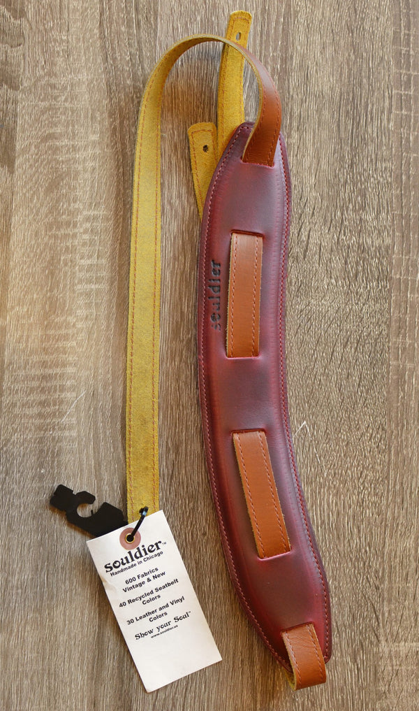Souldier Saddle Strap Tan/Red-Accessories-Brian's Guitars