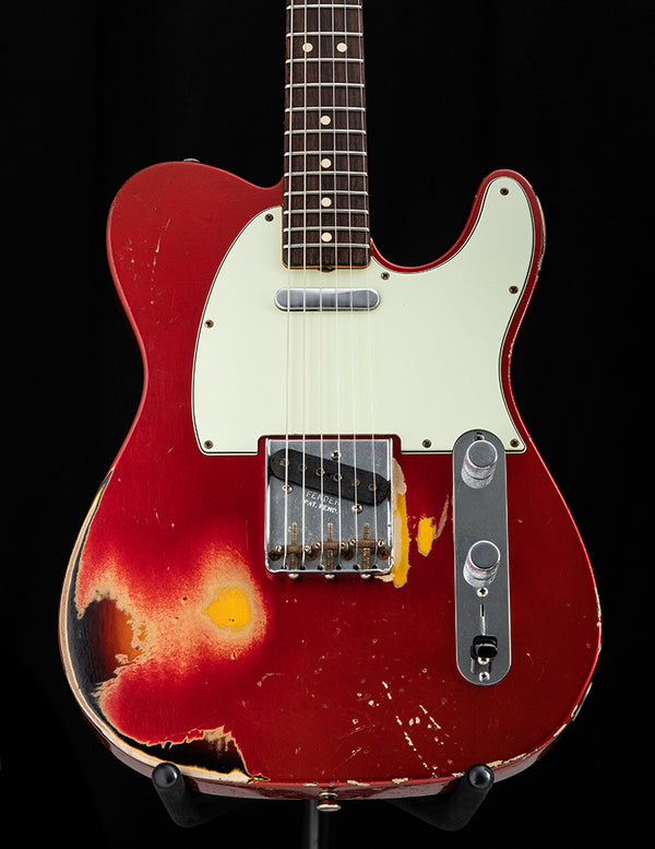 Used Fender Custom Shop 1963 Telecaster Relic Candy Apple Red Over 3 Tone Sunburst