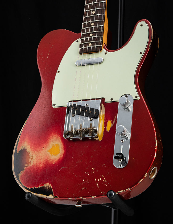 Used Fender Custom Shop 1963 Telecaster Relic Candy Apple Red Over 3 Tone Sunburst