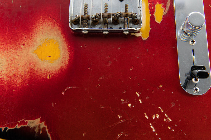 Used Fender Custom Shop 1963 Telecaster Relic Candy Apple Red Over 3 Tone Sunburst