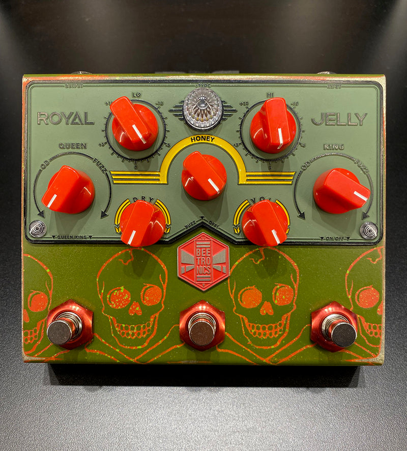 Beetronics Royal Jelly Custom Green/Orange Skulls Effects Pedal