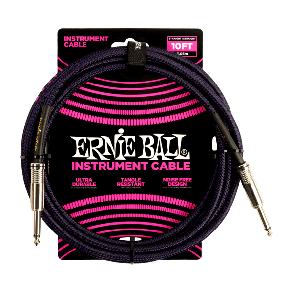 Ernie Ball P06393 10’ Braided Cable Purple Black