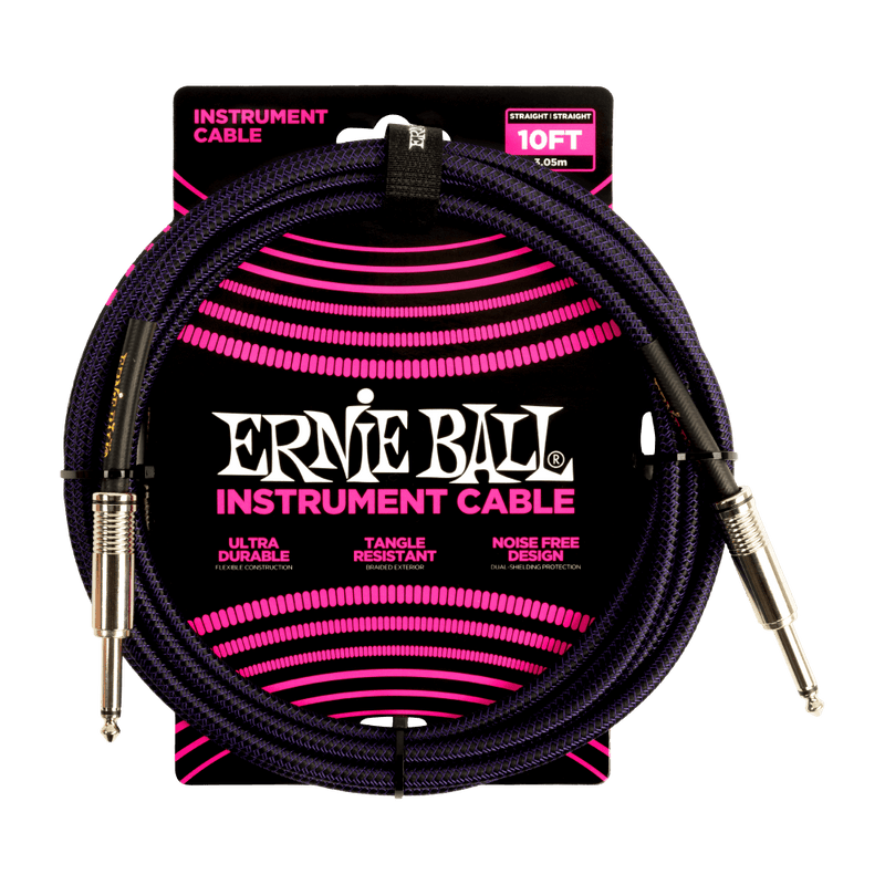 Ernie Ball P06393 10’ Braided Cable Purple Black